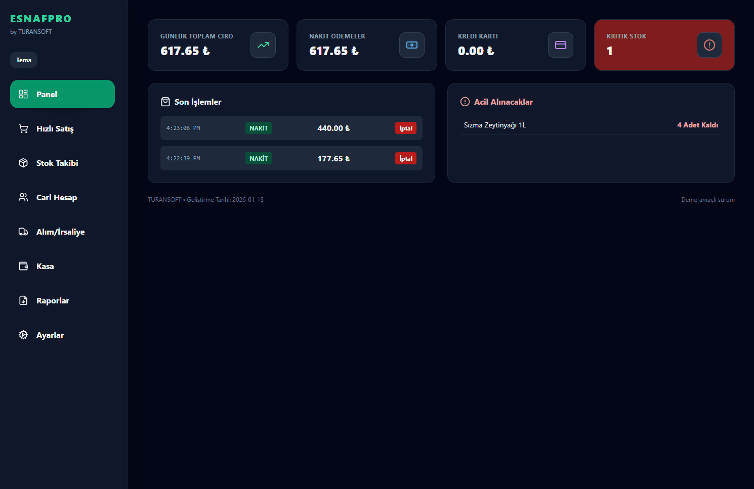 ESNAFPRO Perakende Yönetim Uygulaması